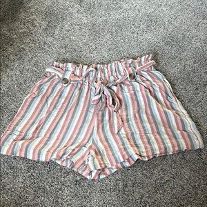 Soft and Flowy American Eagle Outfitters Multicolor Striped High Waist Shorts